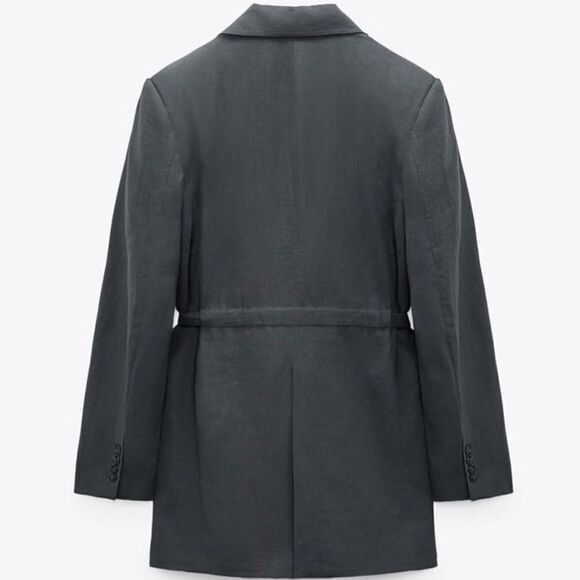 Zara LINEN BLEND BLAZER WITH BELT - Picture 4 of 8